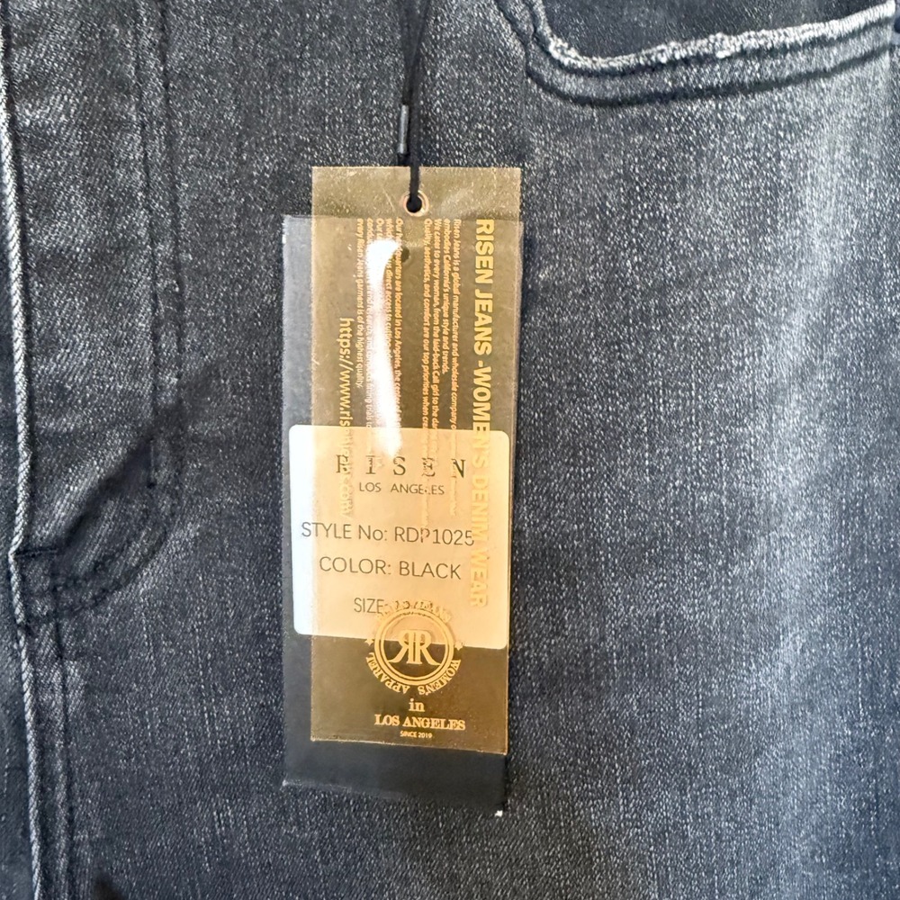 Risen Jeans Wide Leg Jeans‎ Womens 13/31 Black New RDP1025 Raw Hem High Rise - Picture 6 of 10
